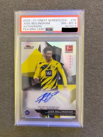 Jude Bellingham rookie topps finest auto graded slab PSA 9 