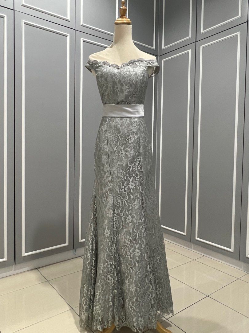 Grey lace overlay dress online
