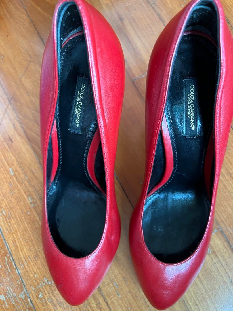 Red shop leather stilettos