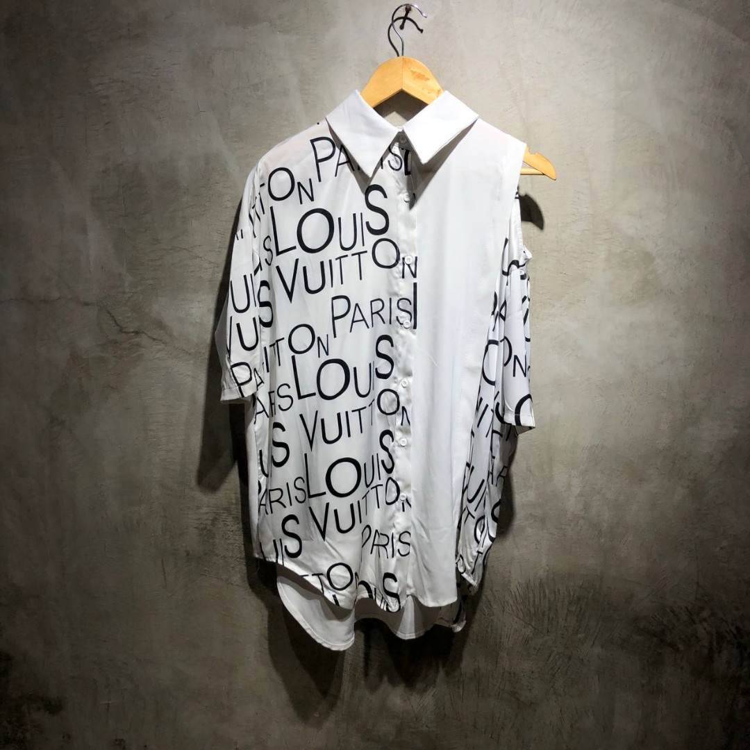 Unisex Louis Vuitton Black Long Sleeve Button Down Long Sleeve Shirt Size 38