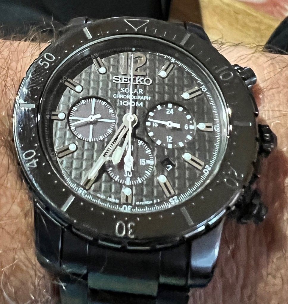 Lowest Price Seiko RARE SSC225 Solar Chronograph Men s Black Dial Black Stainless Steel Watch ssc225 ssc225p ssc225p1 Birthday gift birthday seiko