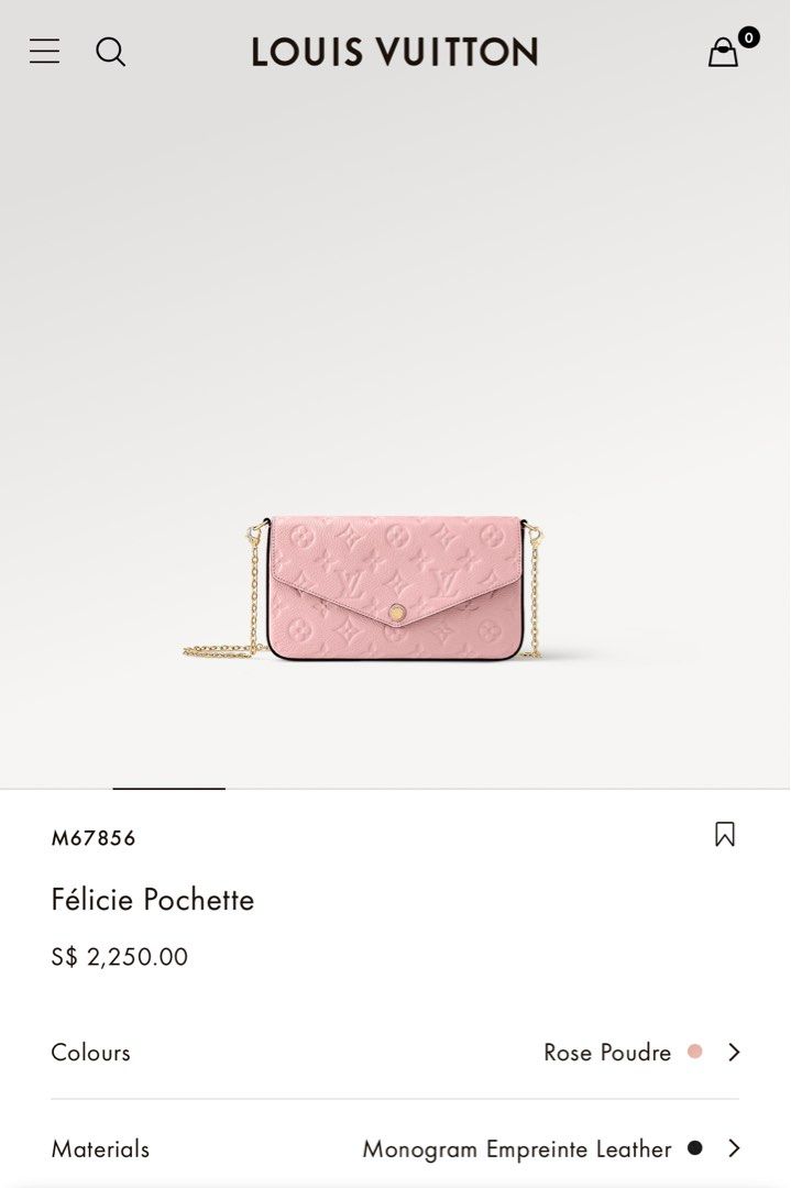LV POCHETTE FELICIE [M67856] in Rose poudre Pink