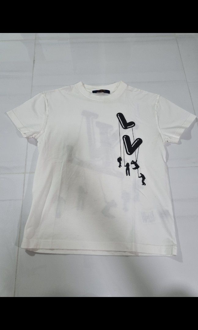 Louis Vuitton Men Floating LV Printed T-Shirt Cotton White Slim