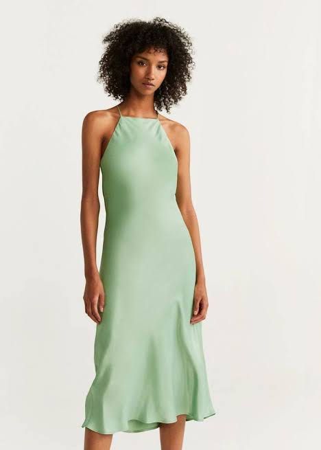Mango Green Satin Halter Midi Dress S, Women's Fashion, Dresses & Sets,  Dresses on Carousell