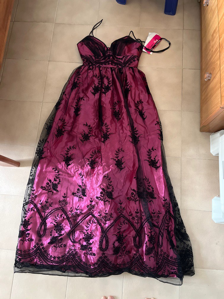 Morgan and co embroidered mesh evening dress shop
