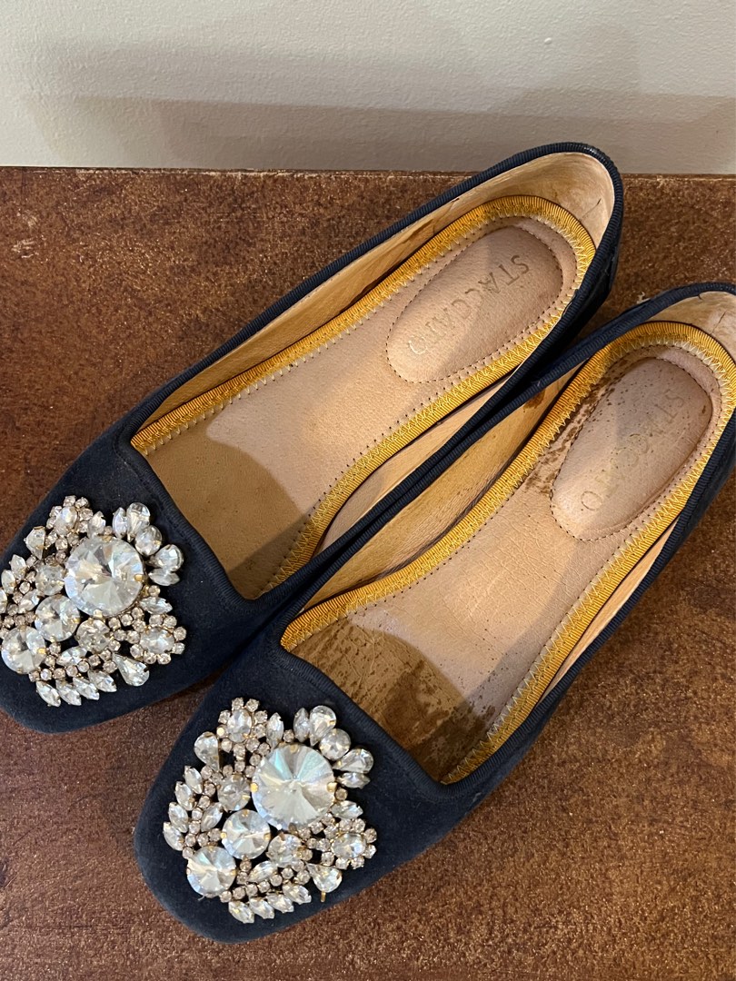 Navy Blue suede flats, Women's Fashion, Footwear, Flats & Sandals on