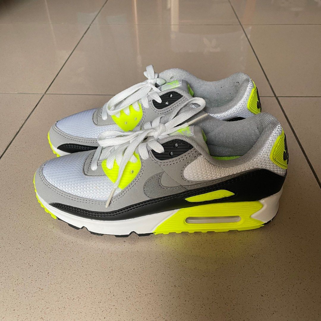 NIKE Air Max 90 White Particle Grey Volt Black