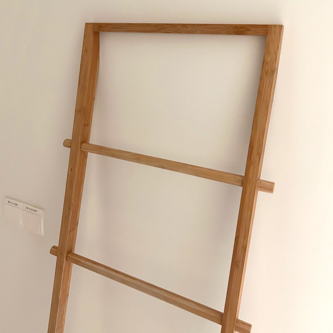 Nordic / Japanese Wooden Ladder Bathroom Hanger Towel Rack, Furniture ...