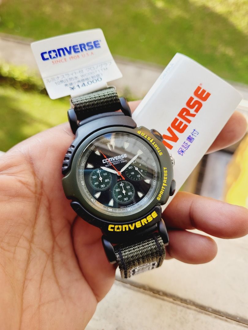 NOS Olive Green Converse Chronograph Tough WC0071TM Made in Japan Watch