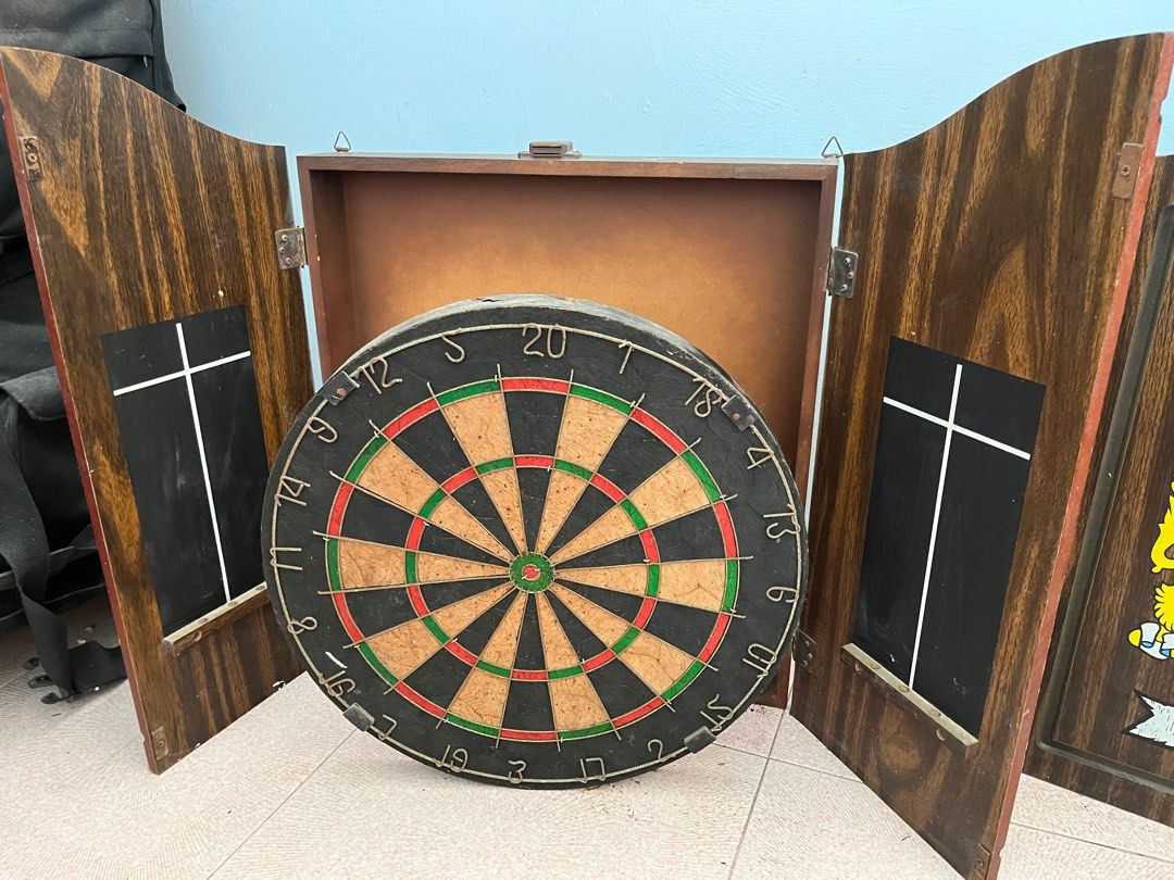 Old Dart Board with Wooden Hobbies & Toys, Toys & Games on