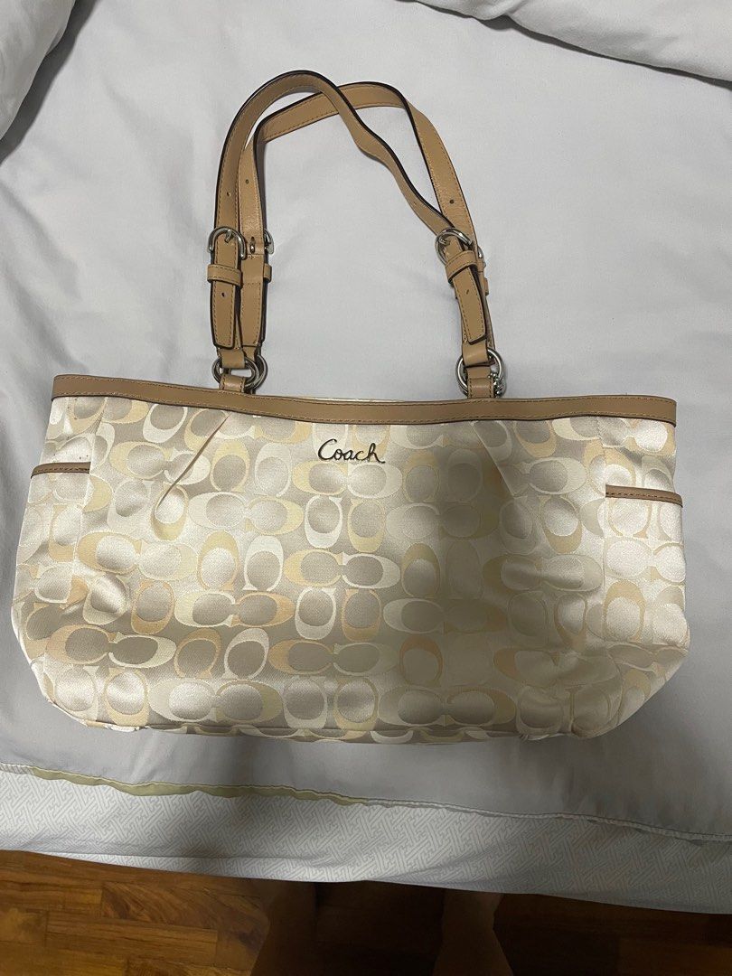 Pre loved authentic coach signature sateen tote shoulder bag