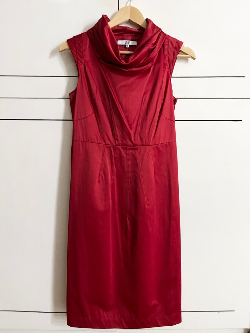 Red Cowl Neck Dress on Carousell