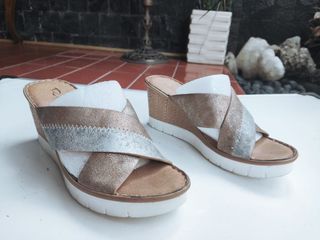 Robelli Sandal Wedges - Silver Brown Size 37