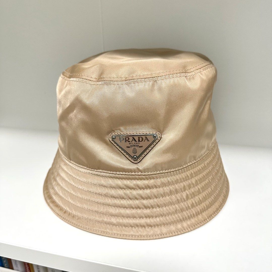 Prada Re Nylon Bucket Hat Beige Nude