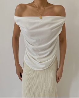 Shop florice off white crepe cowl multiway halter top