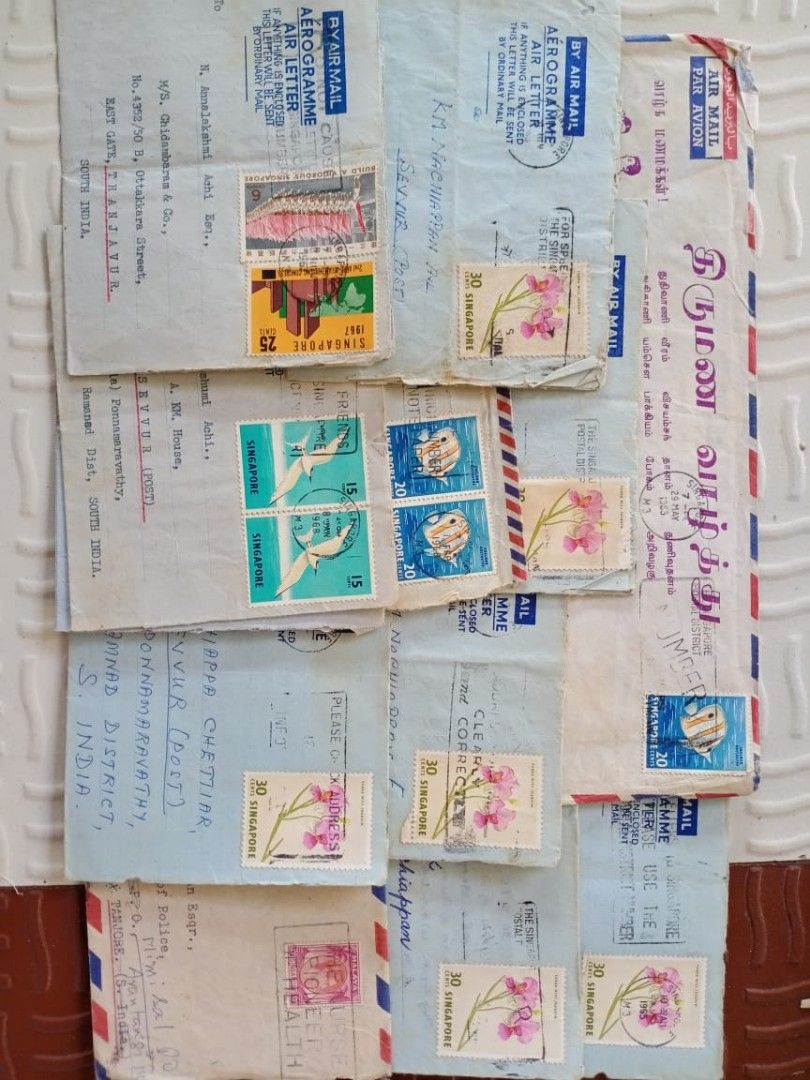 Singapore , Postal History Covers with stamps To India . Slogan