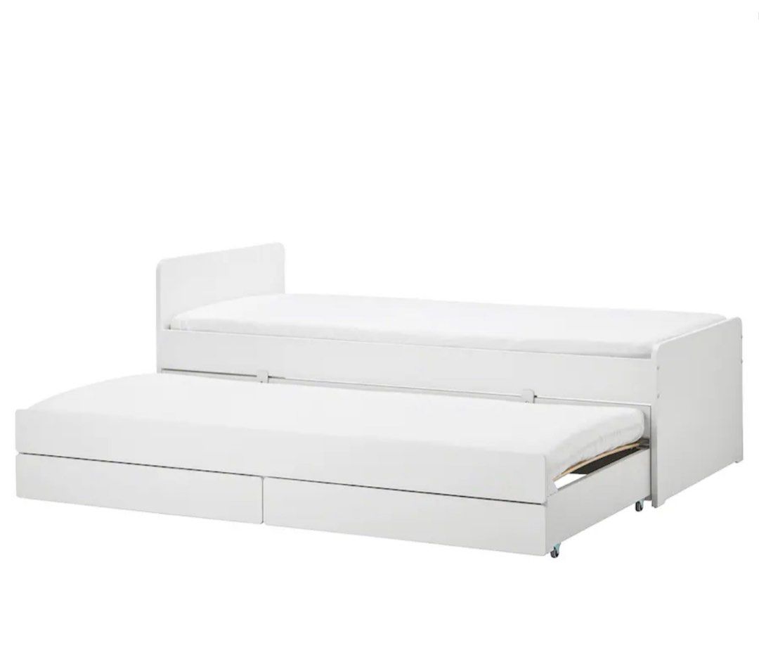 SLAKT IKEA Bed Frame (Double) + 1 Mattress (underbed ), Furniture