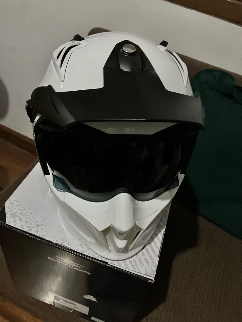 Spyder Core Pearl White RS Dual Sport Helmet Motorbikes