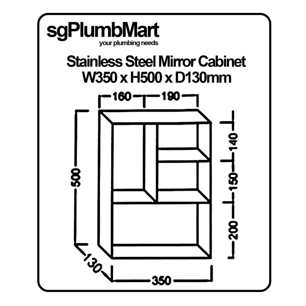 Stainless Steel Mirror 600x400mm / 500x350mm Simple Plain