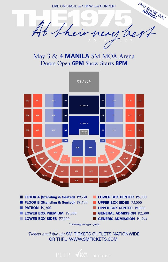 The 1975 Vip Ticket Floor A Standing May 3 Day 1, Tickets & Vouchers, Event  Tickets On Carousell