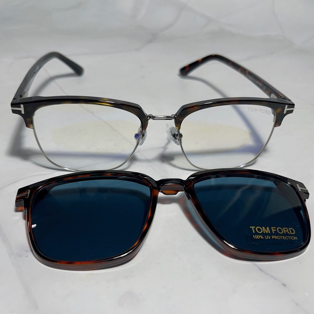 Tom Ford Clip on Sunglasses TF5683B Size 54 Square Tortoise Spec