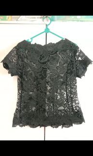 Top Brokat Prada Hitam