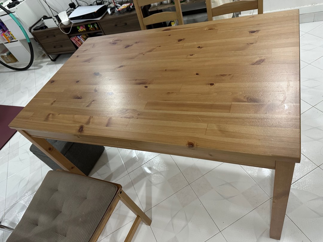 IKEA Wood Dining Table + 4 chairs set, Furniture & Home Living, Furniture, Tables & Sets on