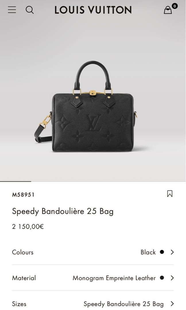 WTS: Speedy Bandoulière 25 (Black), Luxury, Bags & Wallets on