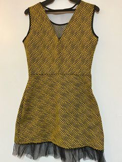 Yellow stripes skater dress