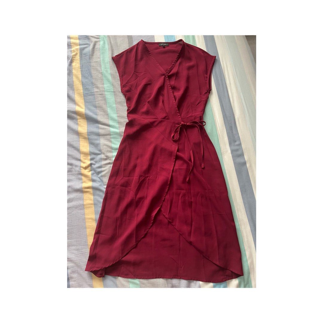 Zalora Wrap Dress Deep Red Women s Fashion Dresses Sets