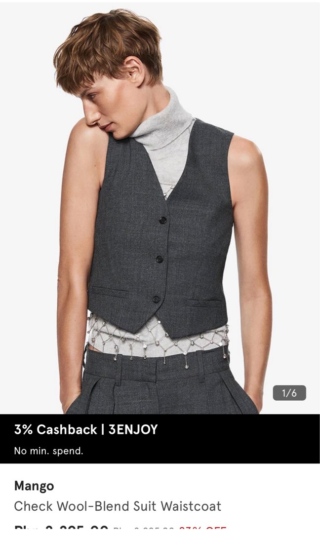Zalora x Mango Waistcoat, Women's Fashion, Tops, Others Tops on Carousell
