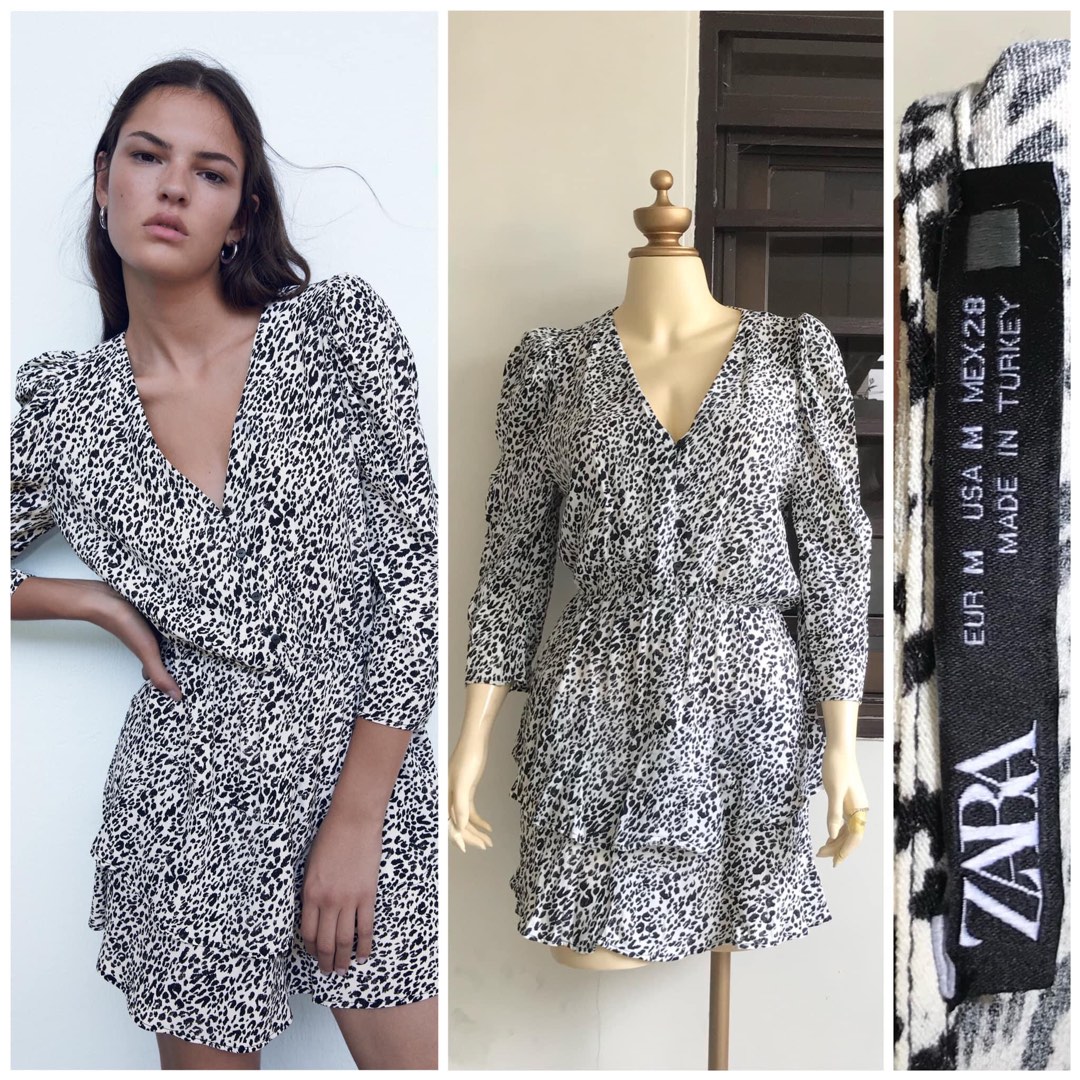zara leopard print wrap dress