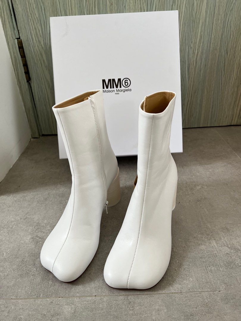 100 new and real MM6 maison margiela white leather shoes ankle boots size EU 36.5 Carousell