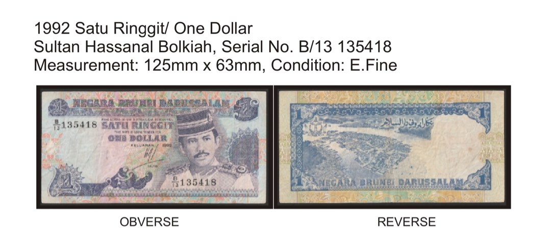 Satu Ribu Ringgit 1992 Satu Ringgit/ One Dollar, Sultan Hassanal Bolkiah, Hobbies & Toys ...