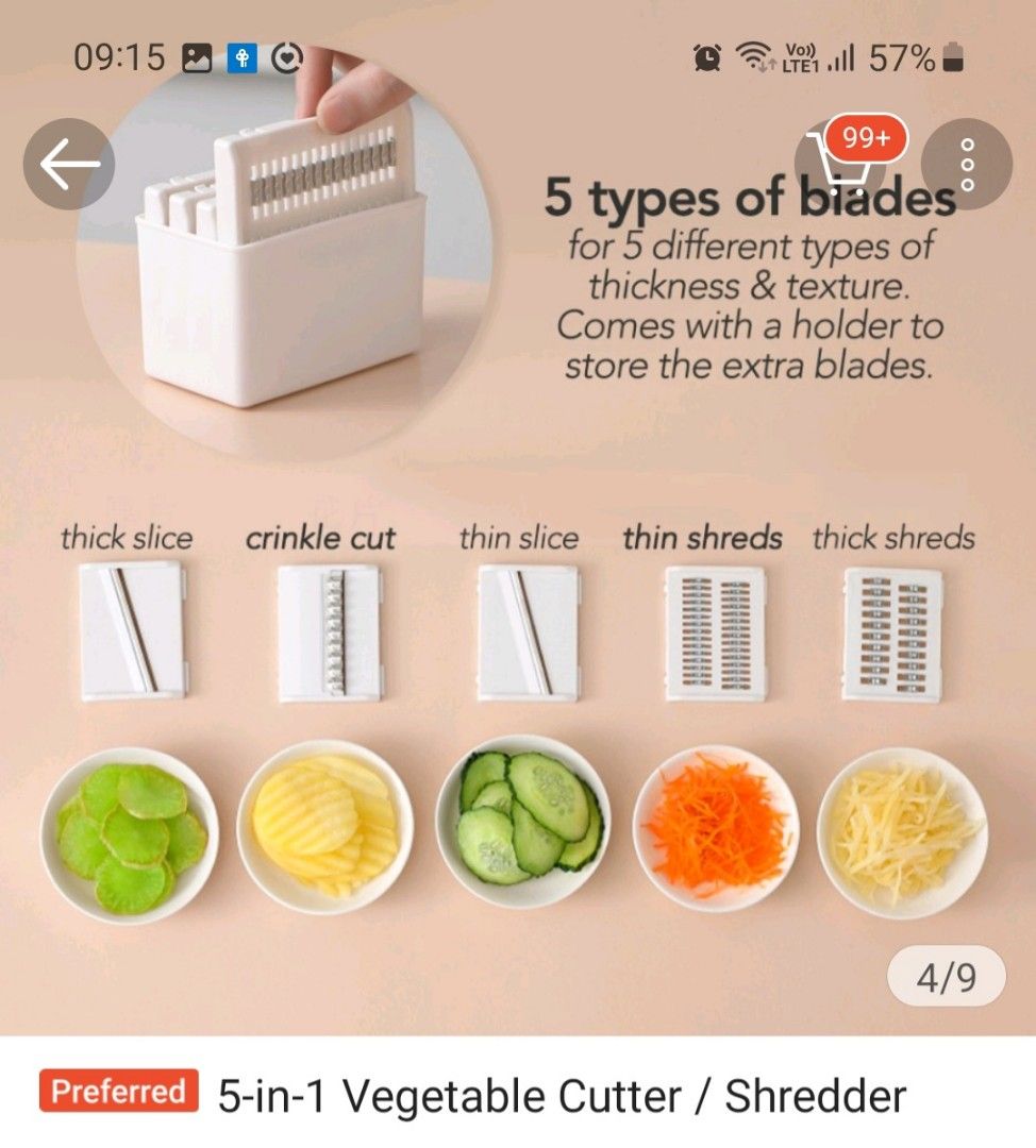 5in 1 mandolin, Furniture & Home Living, Kitchenware & Tableware