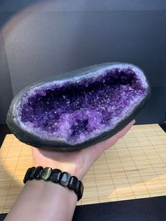 高質紫晶洞 有水晶花