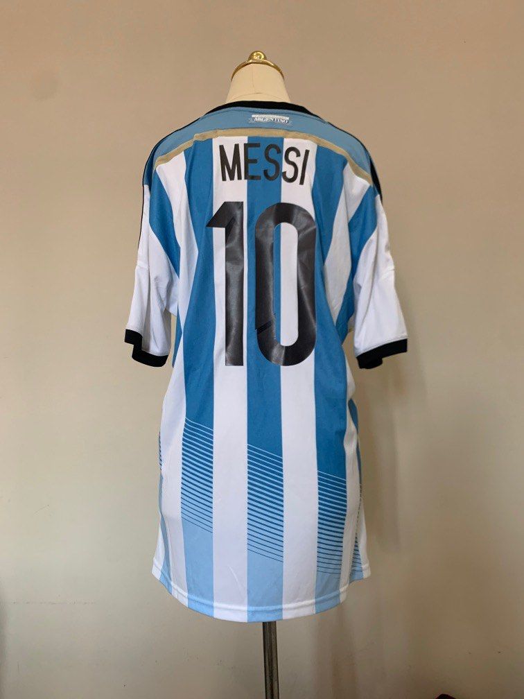 Lionel Messi Argentina Home Jersey, Fesyen Pria, Pakaian , Atasan di