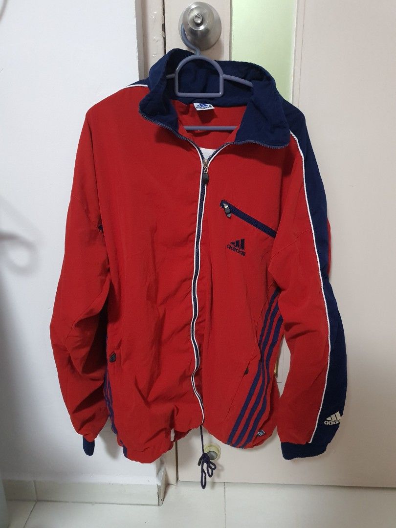 Adidas Red Vintage Windbreaker with backhit Men s Fashion