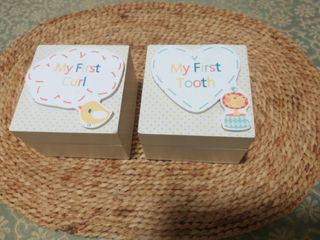 Baby memory boxes First tooth and curl wooden boxes