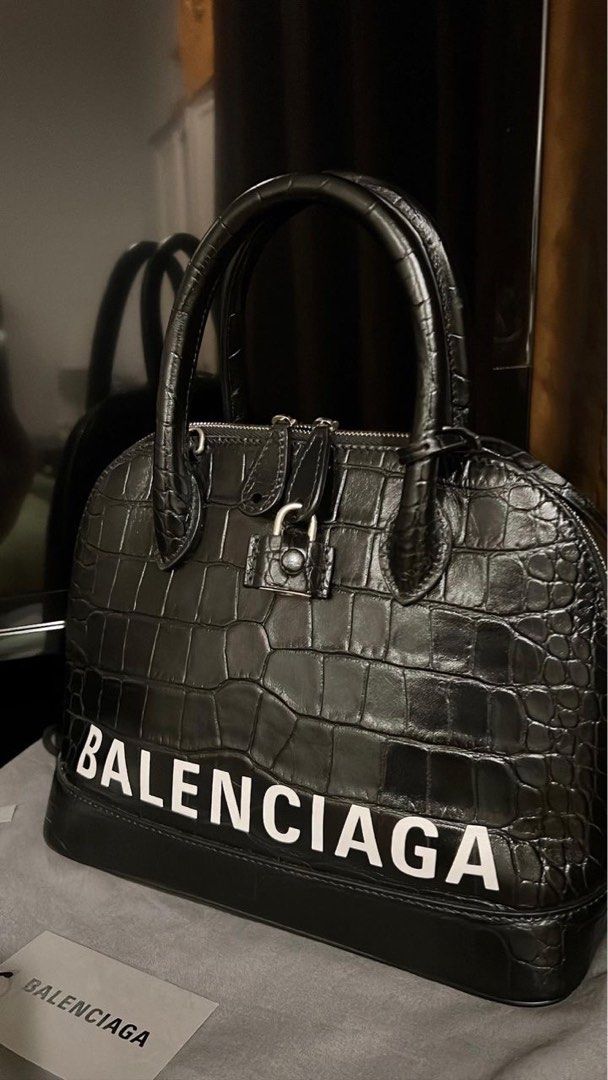 Balenciaga small ville croco embossed