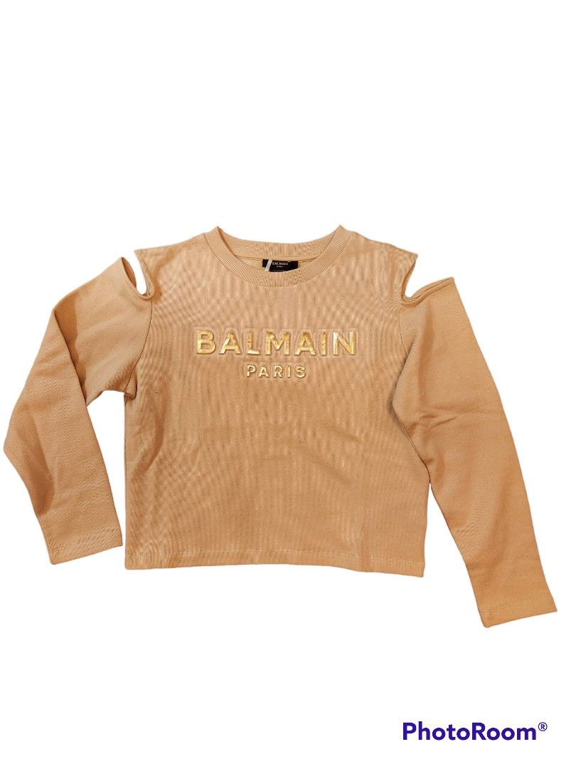 Balmain 金字長袖衫女童, size IT-12, 女裝, 上衣, 長袖衫- Carousell