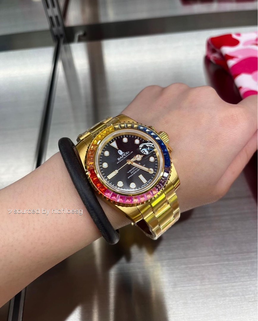 BAPE TYPE 1 BAPEX CRYSTAL STONE GOLD, Luxury, Watches on Carousell