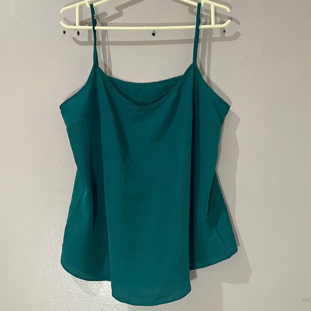 Basic Satin Forest Green Camisole, Women's Fashion, Tops, Sleeveless on Carousell