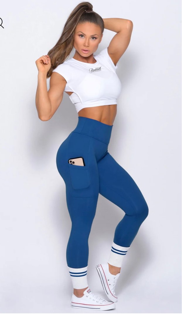 bombshell sportswear ocean blue leggings, 女裝, 運動服裝- Carousell