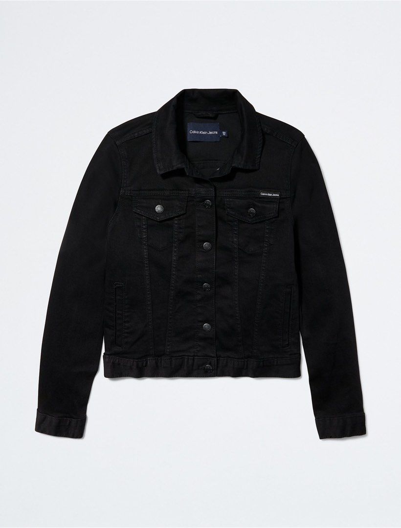 Calvin Klein Black Wash Repreve Denim Trucker Jacket Women s Fashion Coats Jackets and Outerwear on Carousell