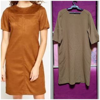 Camel shift dress