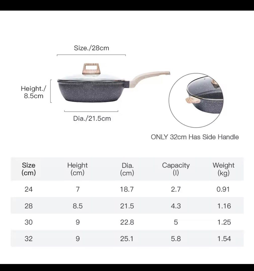 Carote deep fry non stick pan, Furniture & Home Living, Kitchenware