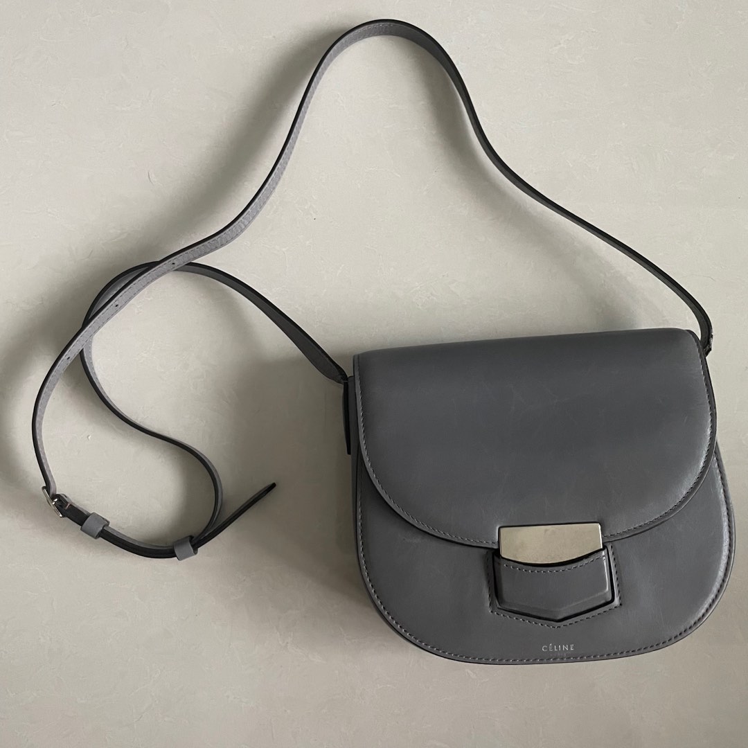 Celine Mini Trotteur in Storm with Contrast Stitching Luxury