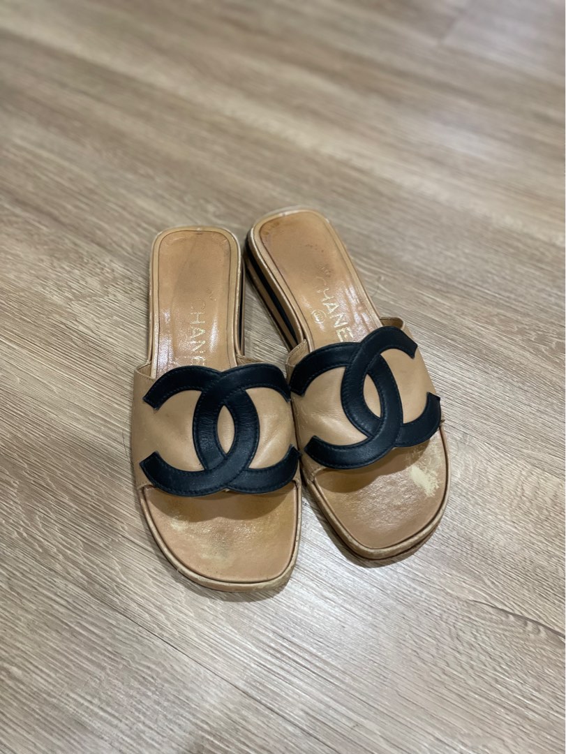 Tan chanel cheap sandals