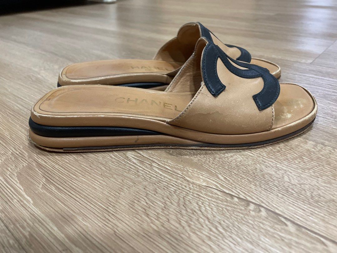 Chanel new arrivals tan slides